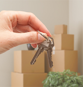 New House Keys with Moving Boxes